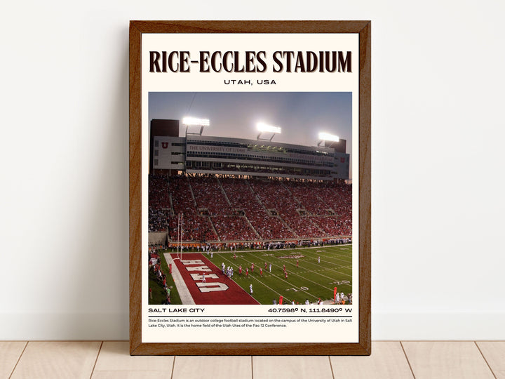 Rice-Eccles Stadium Football Retro Wall Art