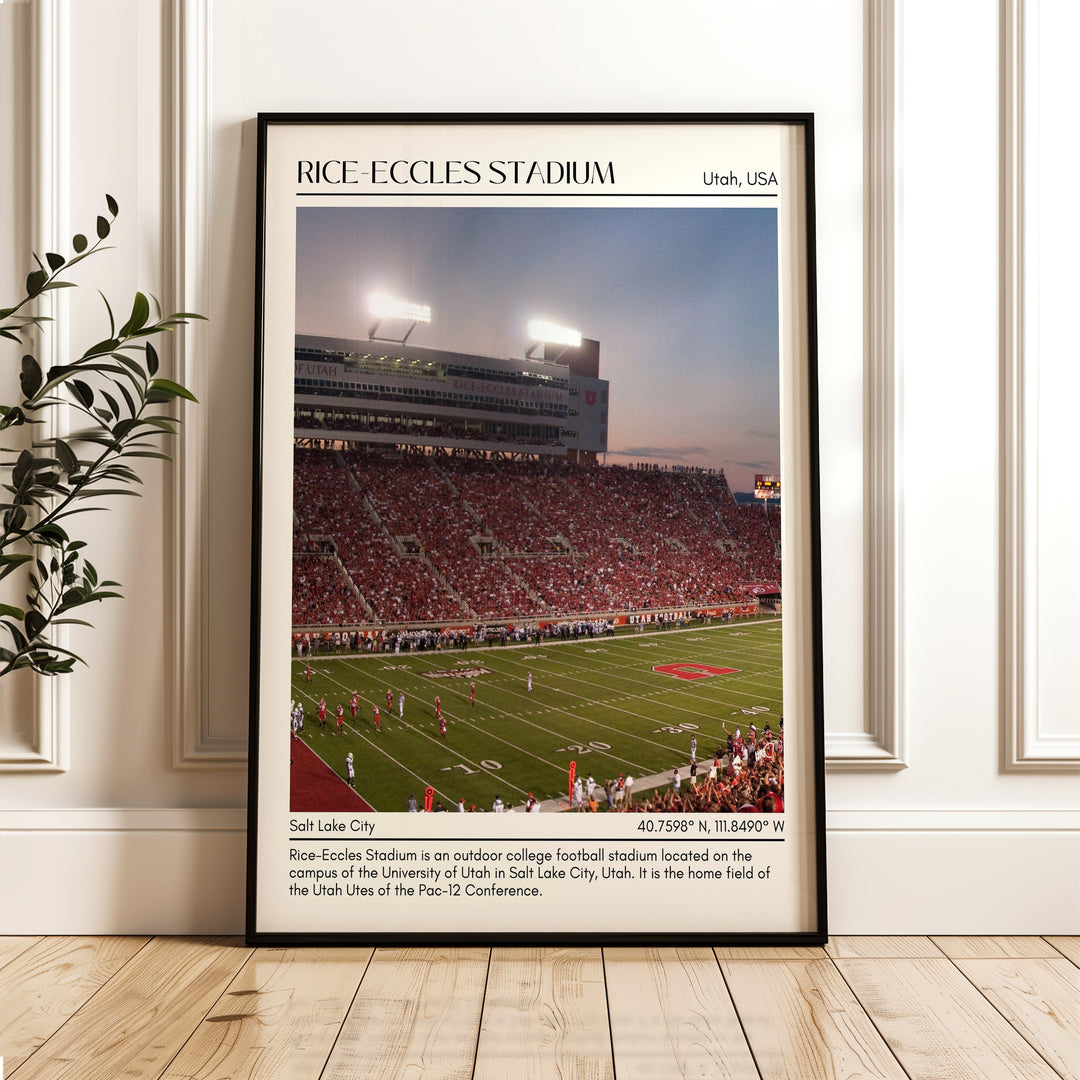 Rice-Eccles Stadium Football Minimal Wall Art