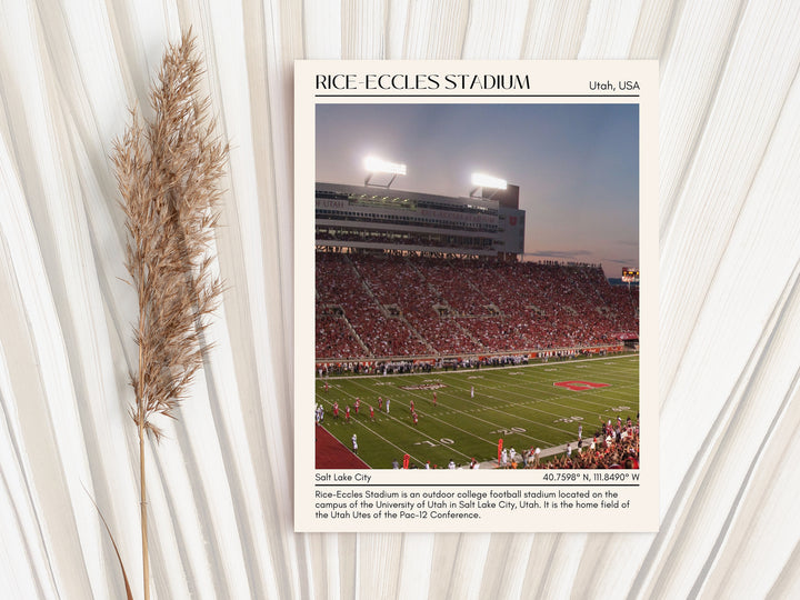 Rice-Eccles Stadium Football Minimal Wall Art