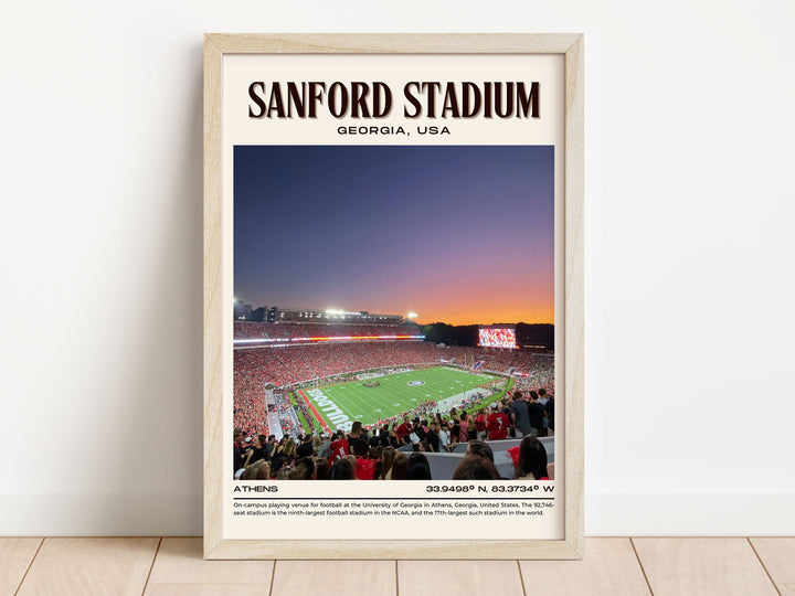 Sanford Stadium Football Retro Wall Art