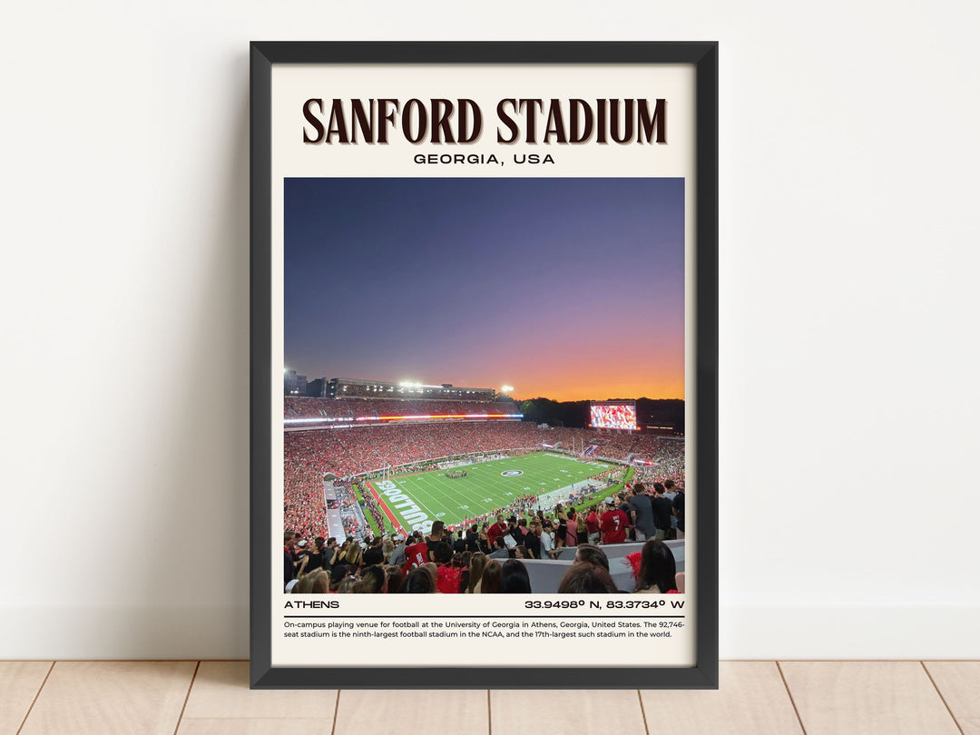 Sanford Stadium Football Retro Wall Art