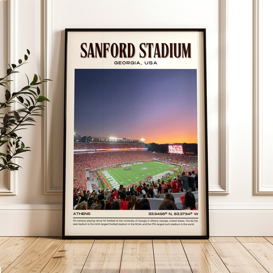 Sanford Stadium Football Retro Wall Art