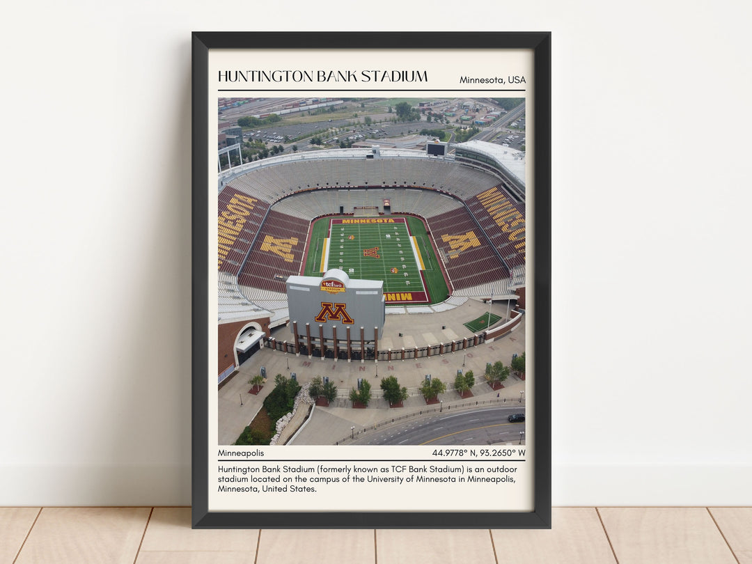 Huntington Bank Stadium Football Retro Minimal Wall Art