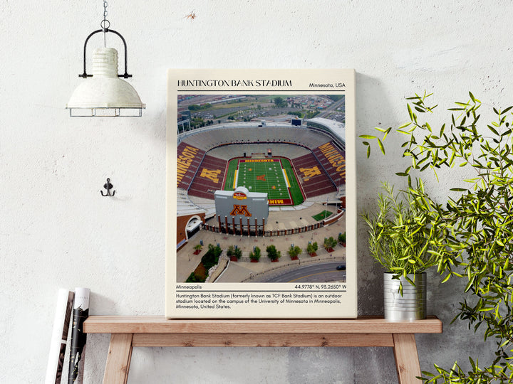 Huntington Bank Stadium Football Retro Minimal Wall Art