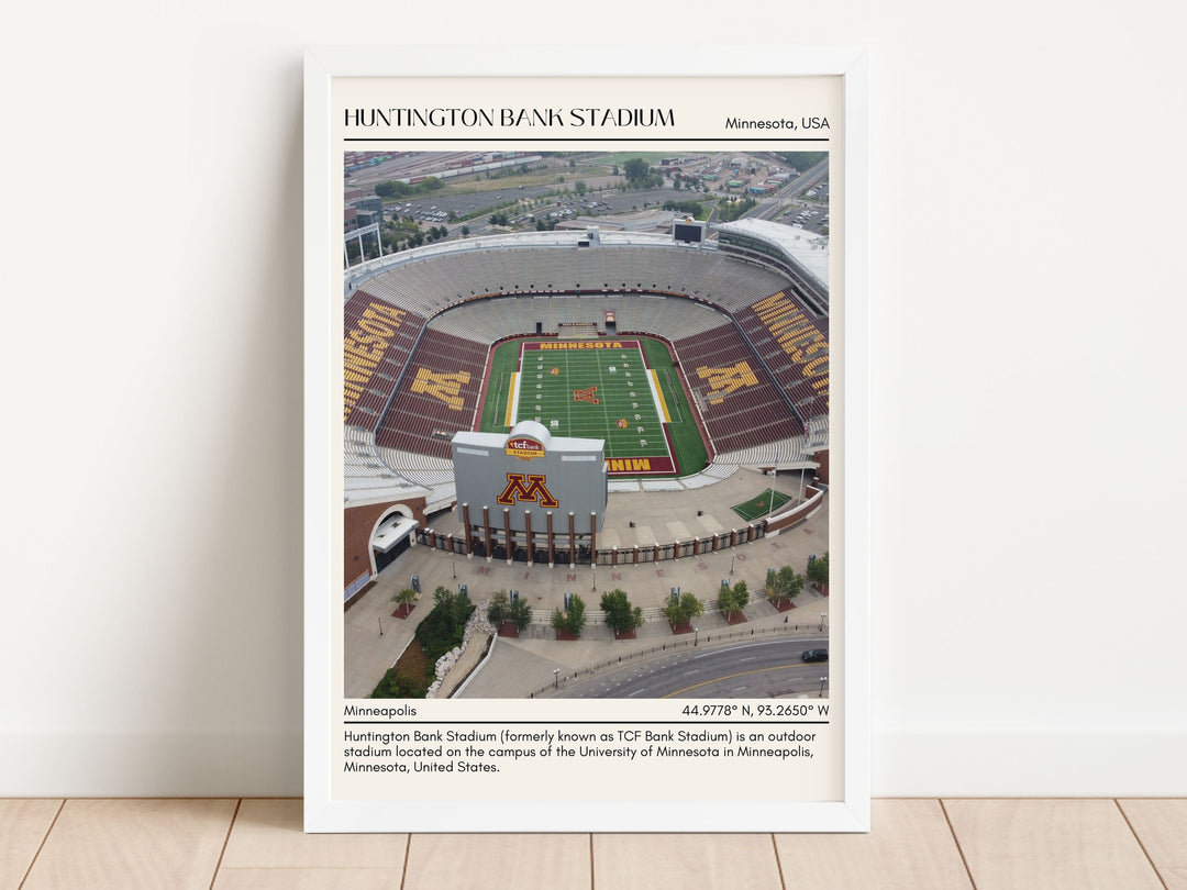 Huntington Bank Stadium Football Retro Minimal Wall Art