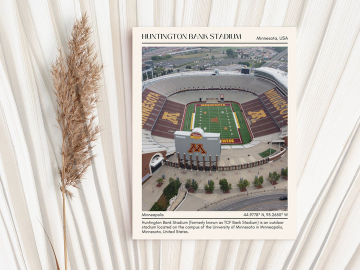 Huntington Bank Stadium Football Retro Minimal Wall Art