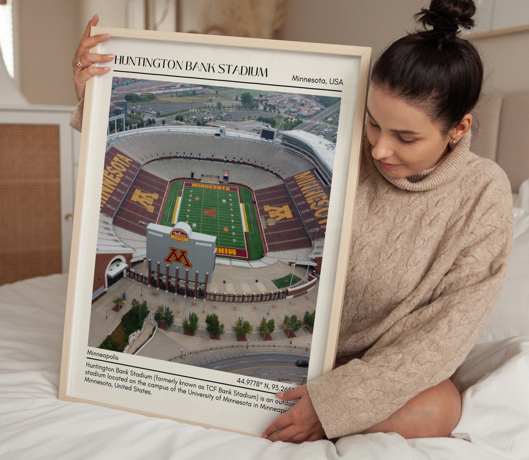 Huntington Bank Stadium Football Retro Minimal Wall Art