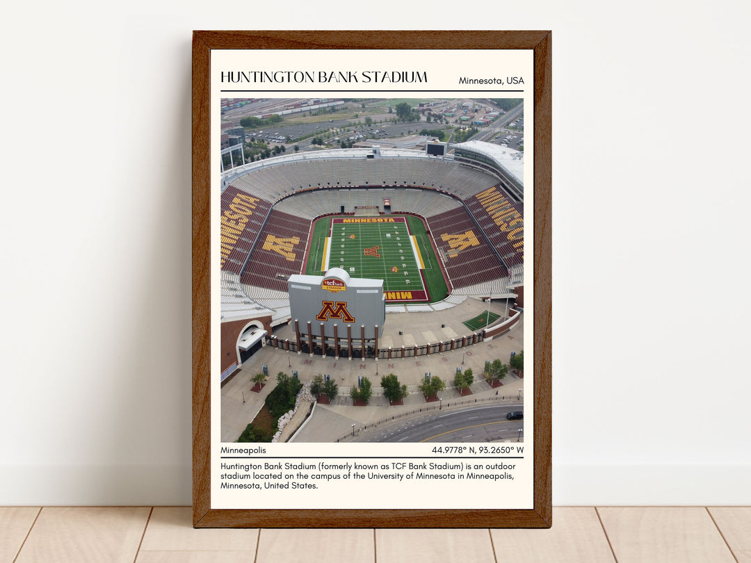 Huntington Bank Stadium Football Retro Minimal Wall Art