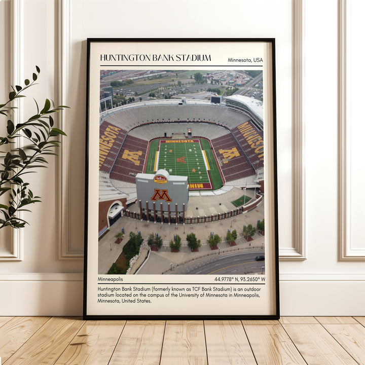 Huntington Bank Stadium Football Retro Minimal Wall Art