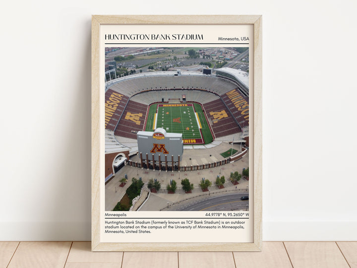 Huntington Bank Stadium Football Retro Minimal Wall Art