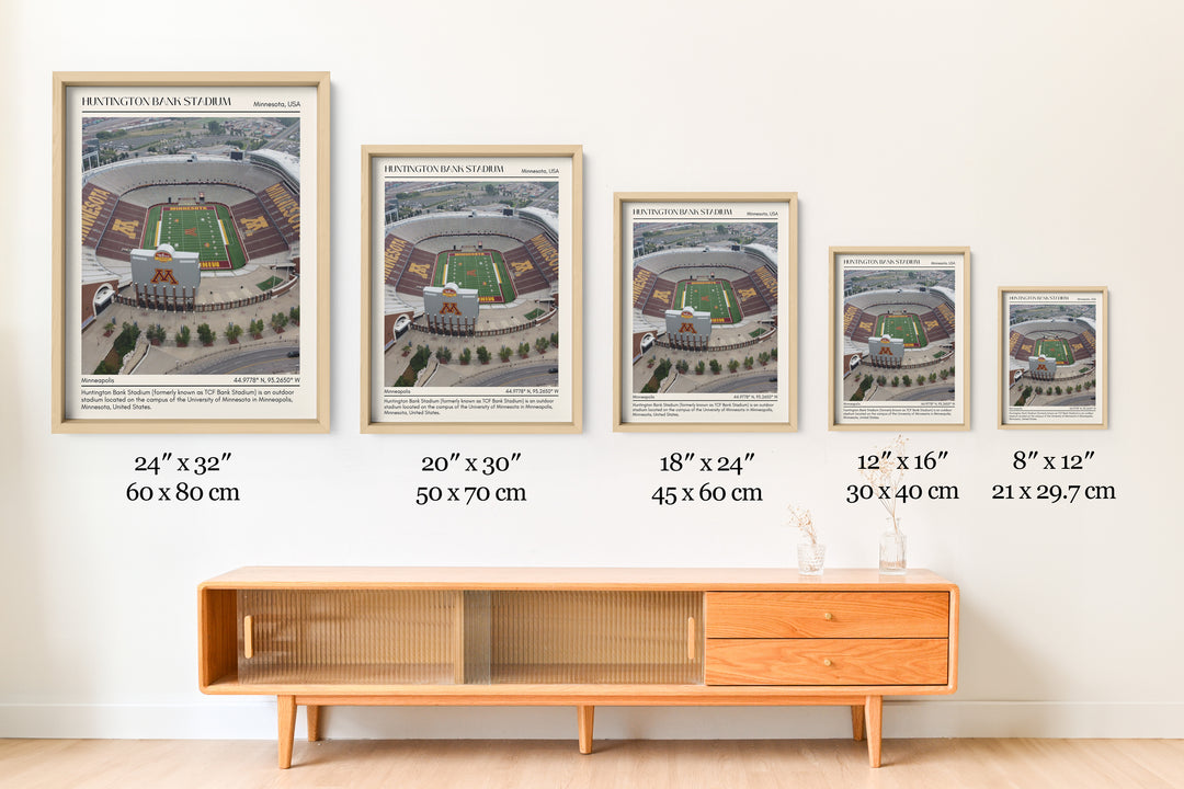 Huntington Bank Stadium Football Retro Minimal Wall Art