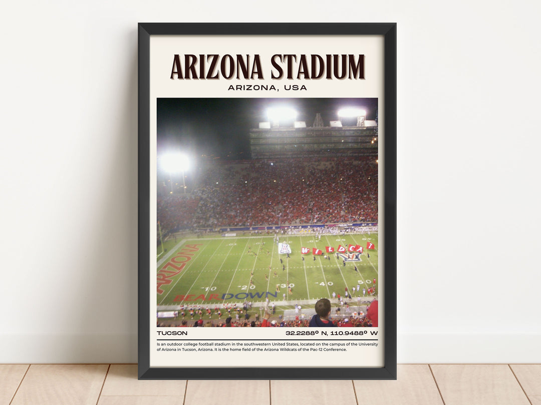 Arizona Stadium Football Retro Wall Art