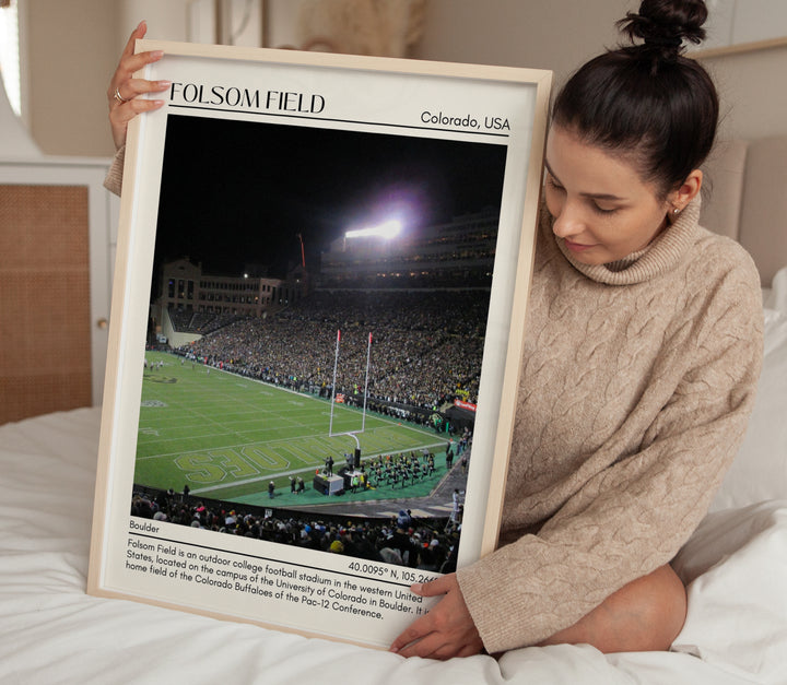 Folsom Field Stadium Football Minimal Wall Art