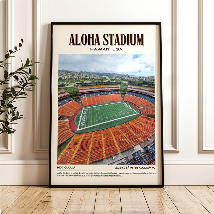 Aloha Stadium Football Retro Wall Art