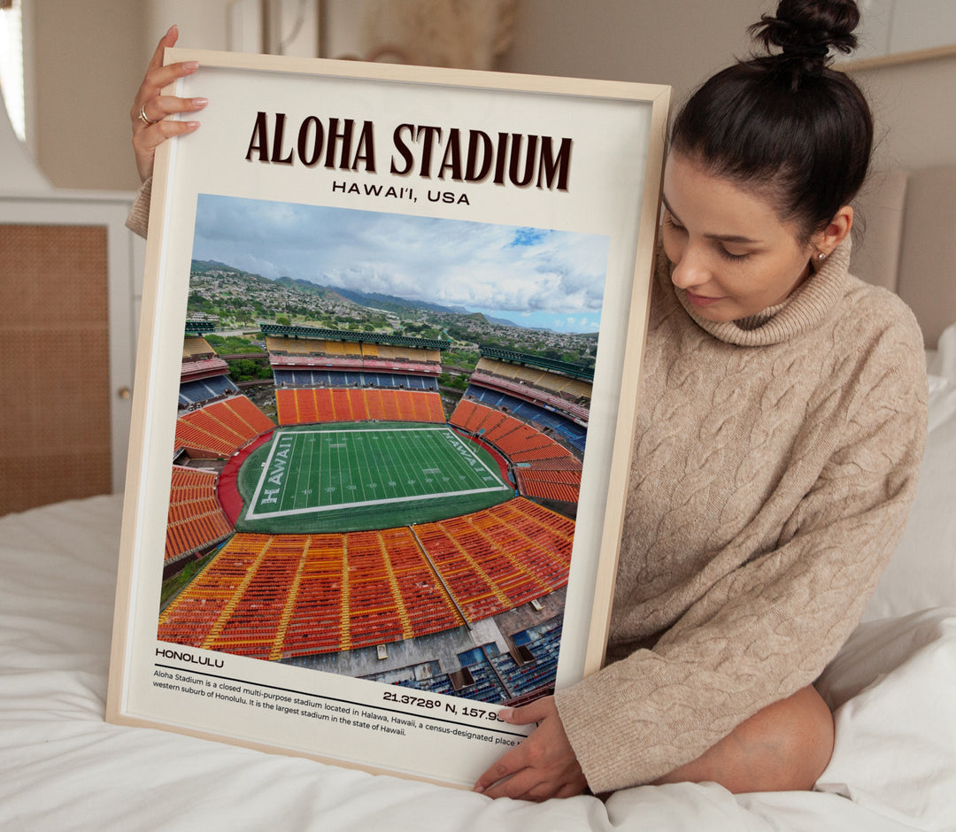 Aloha Stadium Football Retro Wall Art