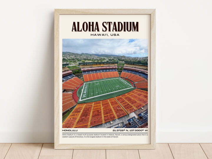 Aloha Stadium Football Retro Wall Art