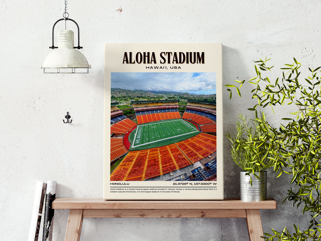 Aloha Stadium Football Retro Wall Art