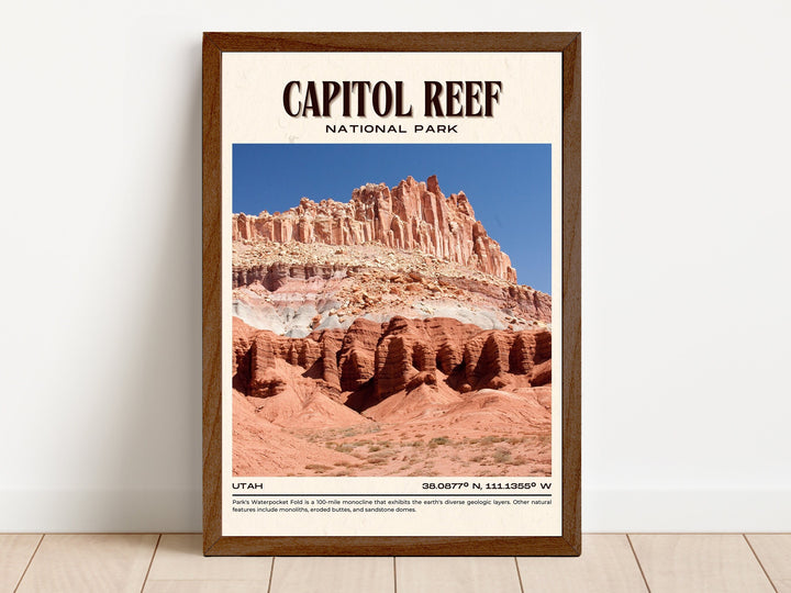 Capitol Reef National Park Vintage Wall Art, Utah, USA