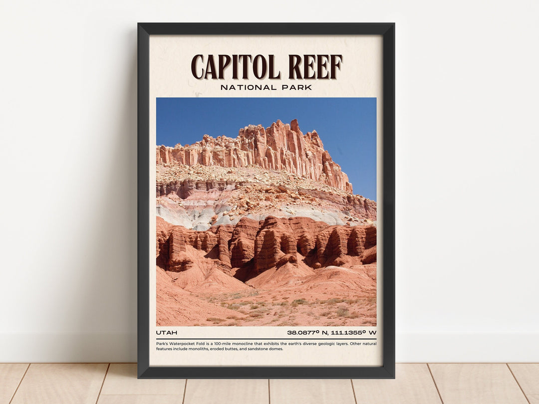 Capitol Reef National Park Vintage Wall Art, Utah, USA