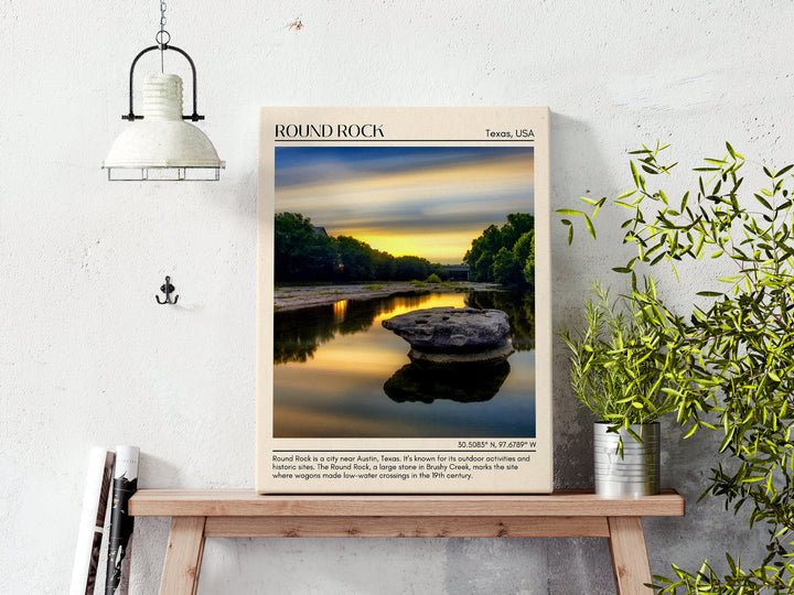 Round Rock Minimal Wall Art, Texas, USA