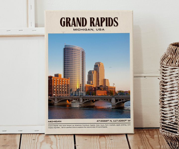 Grand Rapids Vintage Wall Art, Michigan, USA