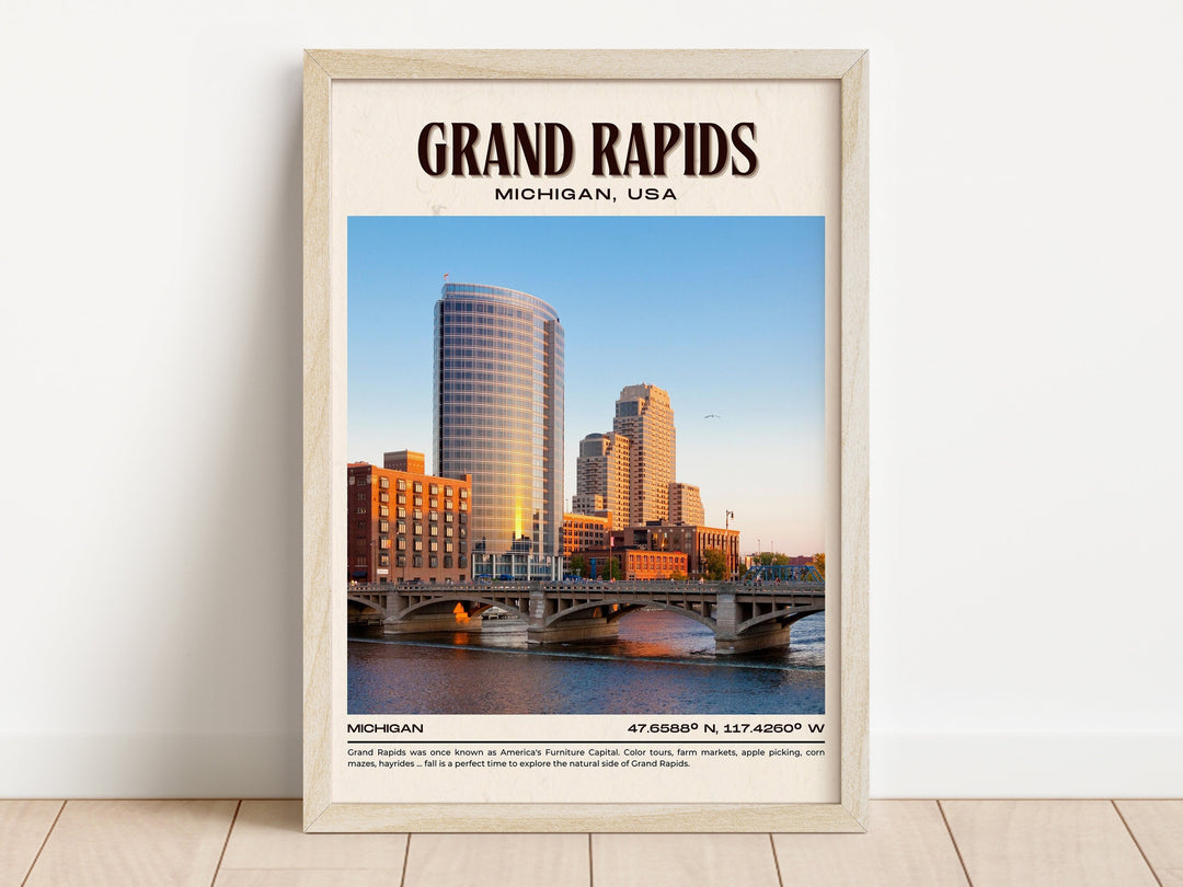 Grand Rapids Vintage Wall Art, Michigan, USA