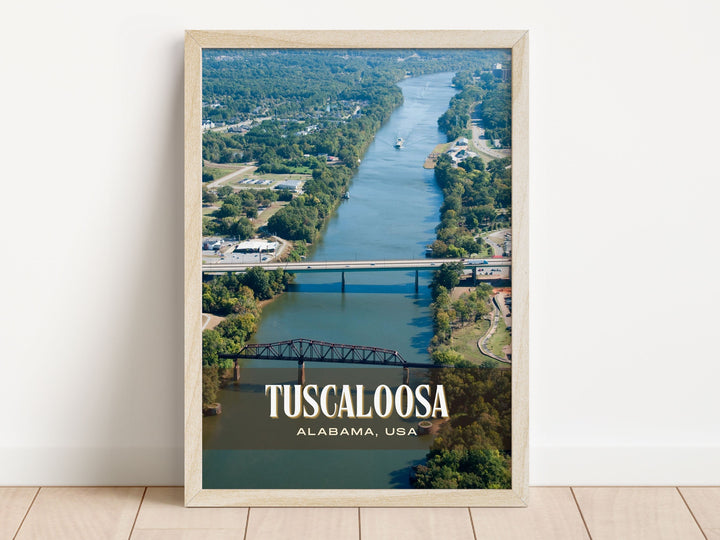 Tuscaloosa Retro Wall Art, Alabama, USA