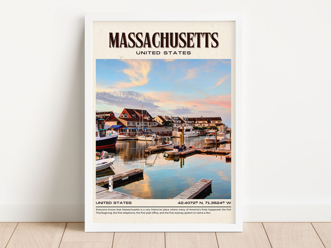 Massachusetts Vintage Wall Art, USA