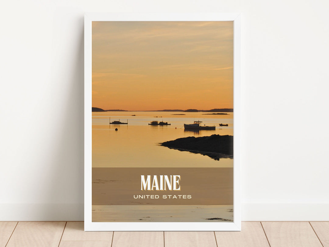 Maine Retro Wall Art, USA