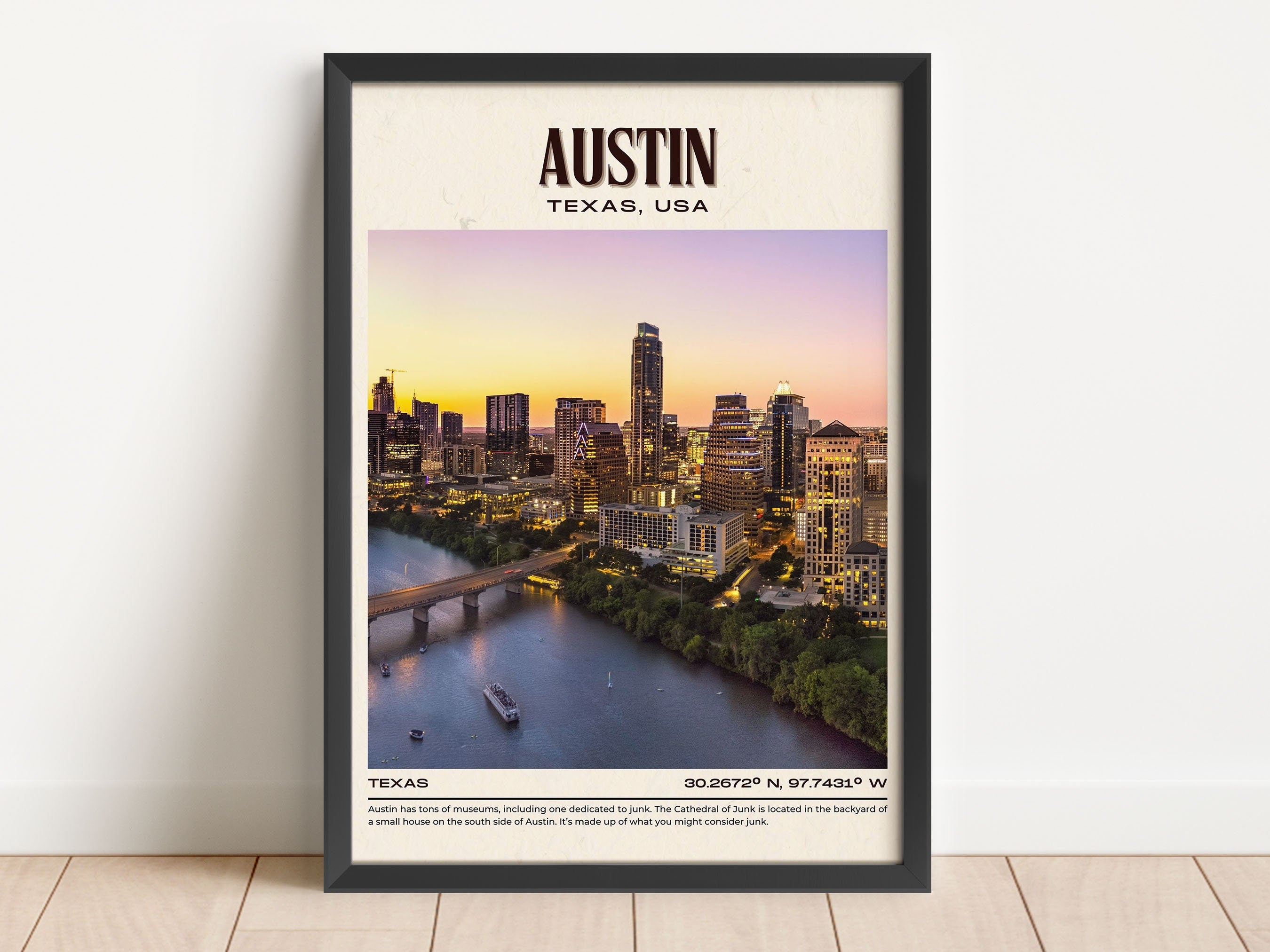 Austin Vintage Wall Art, Austin Canvas, Austin Framed Poster, Austin ...
