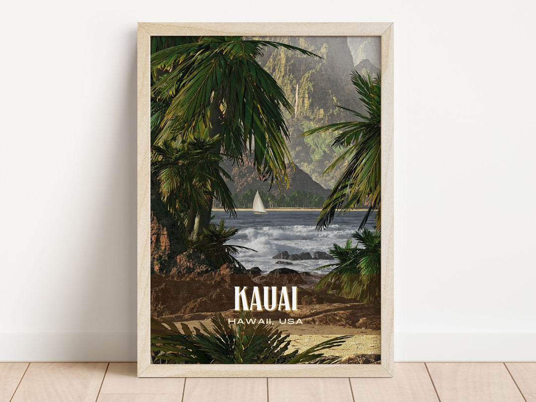 Kauai Retro Wall Art, Hawaii, USA