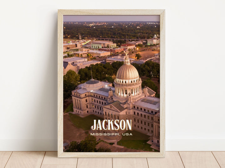 Jackson Retro Wall Art, Mississippi, USA