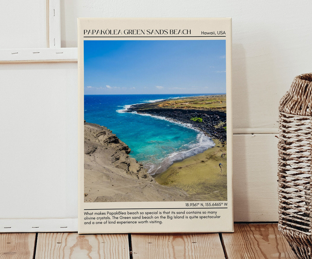 Papakōlea Green Sands Beach Wall Canvas, USA