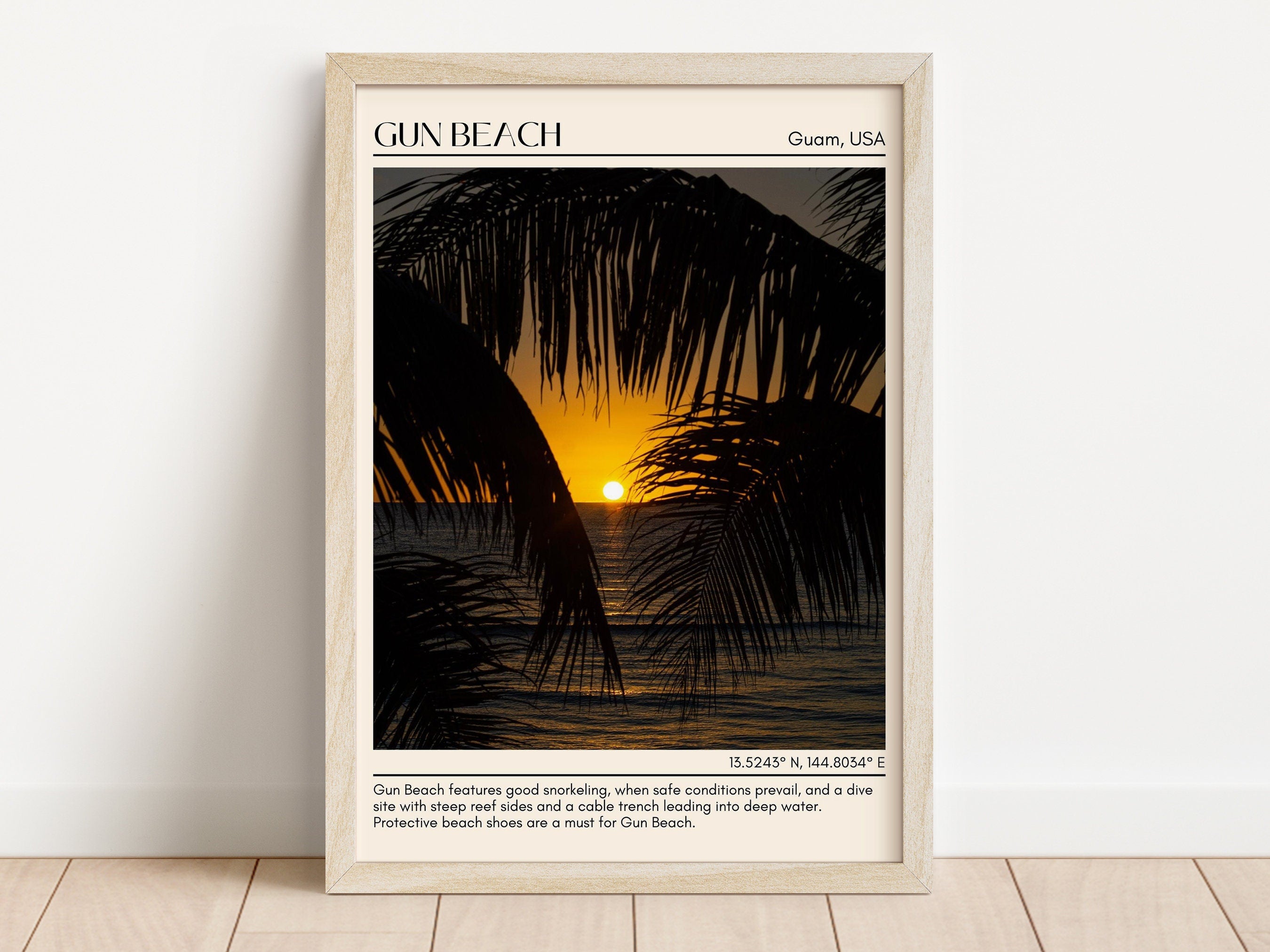 Gun Beach Wall Canvas, Gun Beach Framed Poster Wall Decor, Guam, USA ...